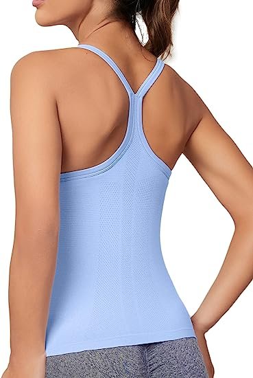 Women's Workout Tank Top, Built-in Bra, Sleeveless Racer Back Workout Top