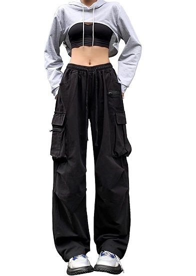 Women's Wide Leg Cargo Pants Loose Casual Street Pants With Pockets