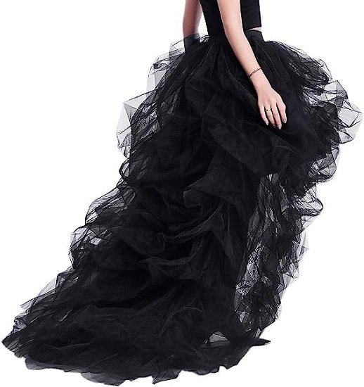 Women's Long High Low Ruffles Party Tulle Skirt