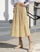Womens High Waist Polka Dot Pleated Skirt Midi Swing Skirt with Pockets
