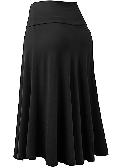 Women's Solid Ombre Lightweight Flare Midi Pull On Closure Skirt