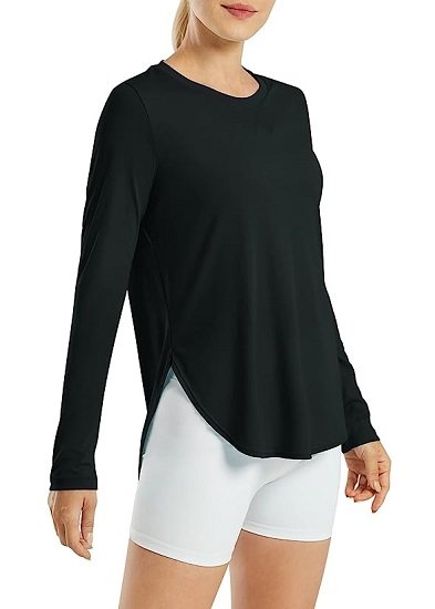 Women's UPF 50+ UV Shirt Long Sleeve Outdoor Fitness Hiking Top Quick Dry Lightweight